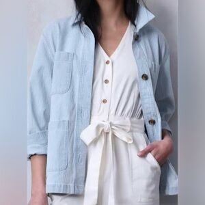 Lauren Conrad Blue and White Striped Button-Down Jacket NWT